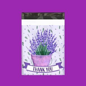 NEW - (15) 10"x 13" Bouquet Of Lavender Designer Poly Mailers